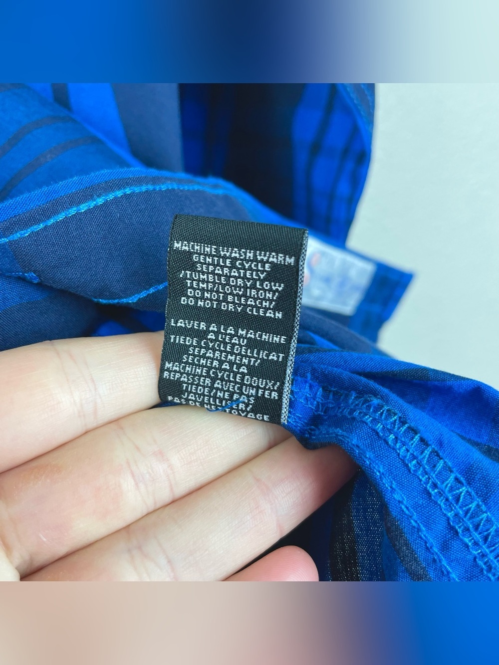 Staple Pigeon Men's Large Blue Plaid Long Sleeve Button Down Collared Shirt - Picture 12 of 16